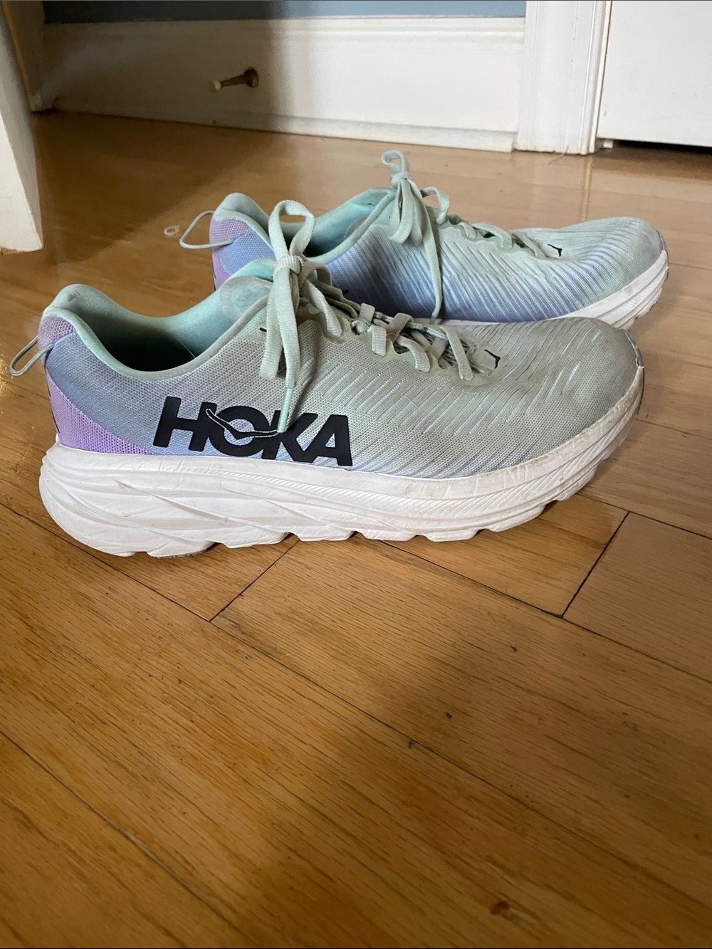 Hoka one one ribbon 3Women's Running Shoes in Mint Green & Lavender Accents 8.5